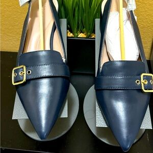 Preston & York Navy Blue Taylor Leather Sling backs size 8.5
